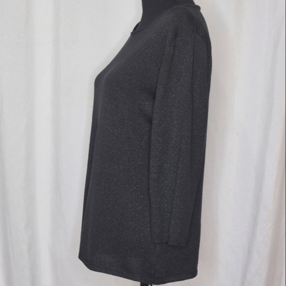Carole Little Vintage Silk Blend Black Shimmer 3/4 Sleeve Top - Size XL - Picture 2 of 9